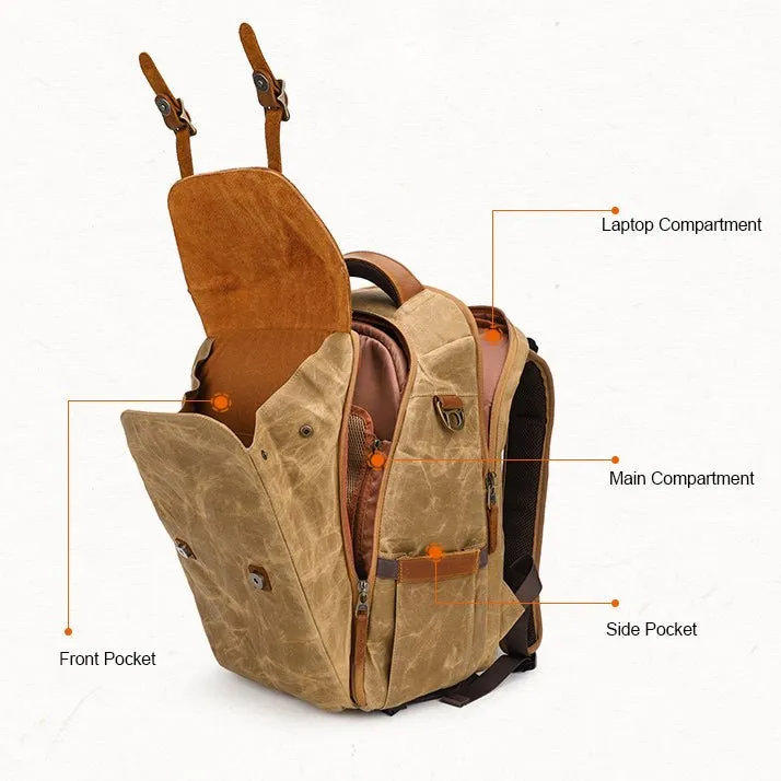 Camera Backpack 19 inch Luxury Retro Waterproof Cavnas Bag