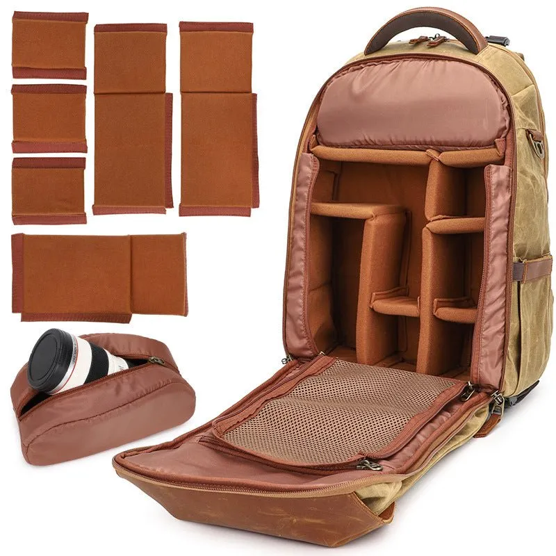 Camera Backpack 19 inch Luxury Retro Waterproof Cavnas Bag