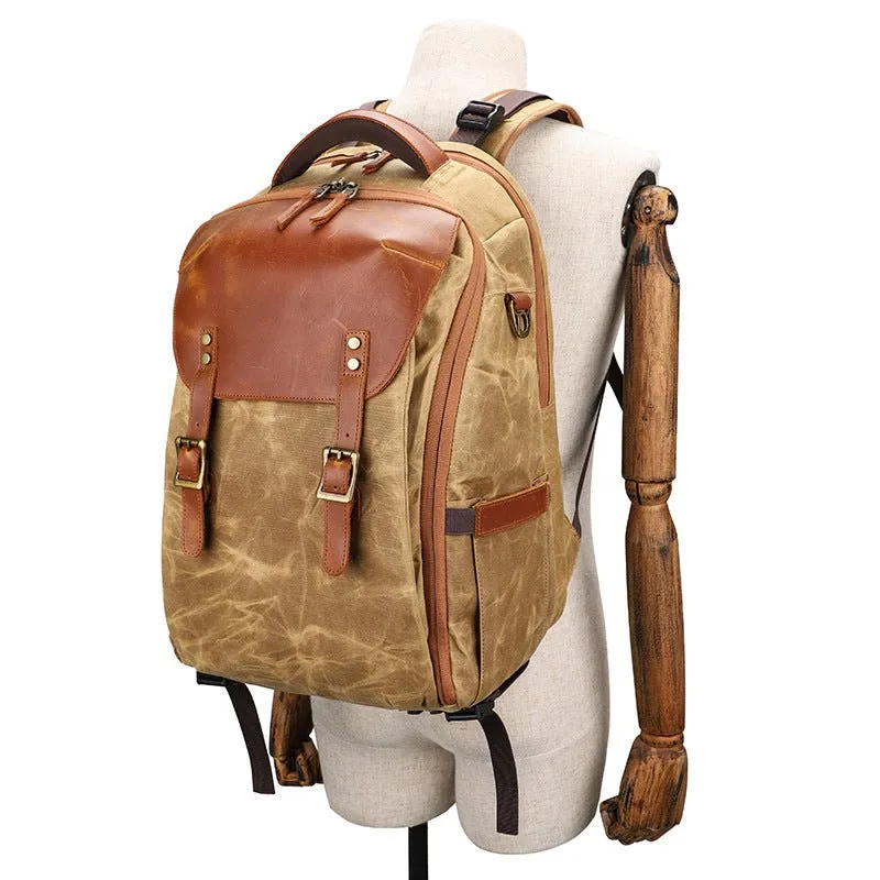Camera Backpack 19 inch Luxury Retro Waterproof Cavnas Bag