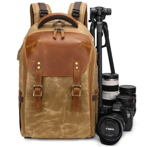 Camera Backpack 19 inch Luxury Retro Waterproof Cavnas Bag