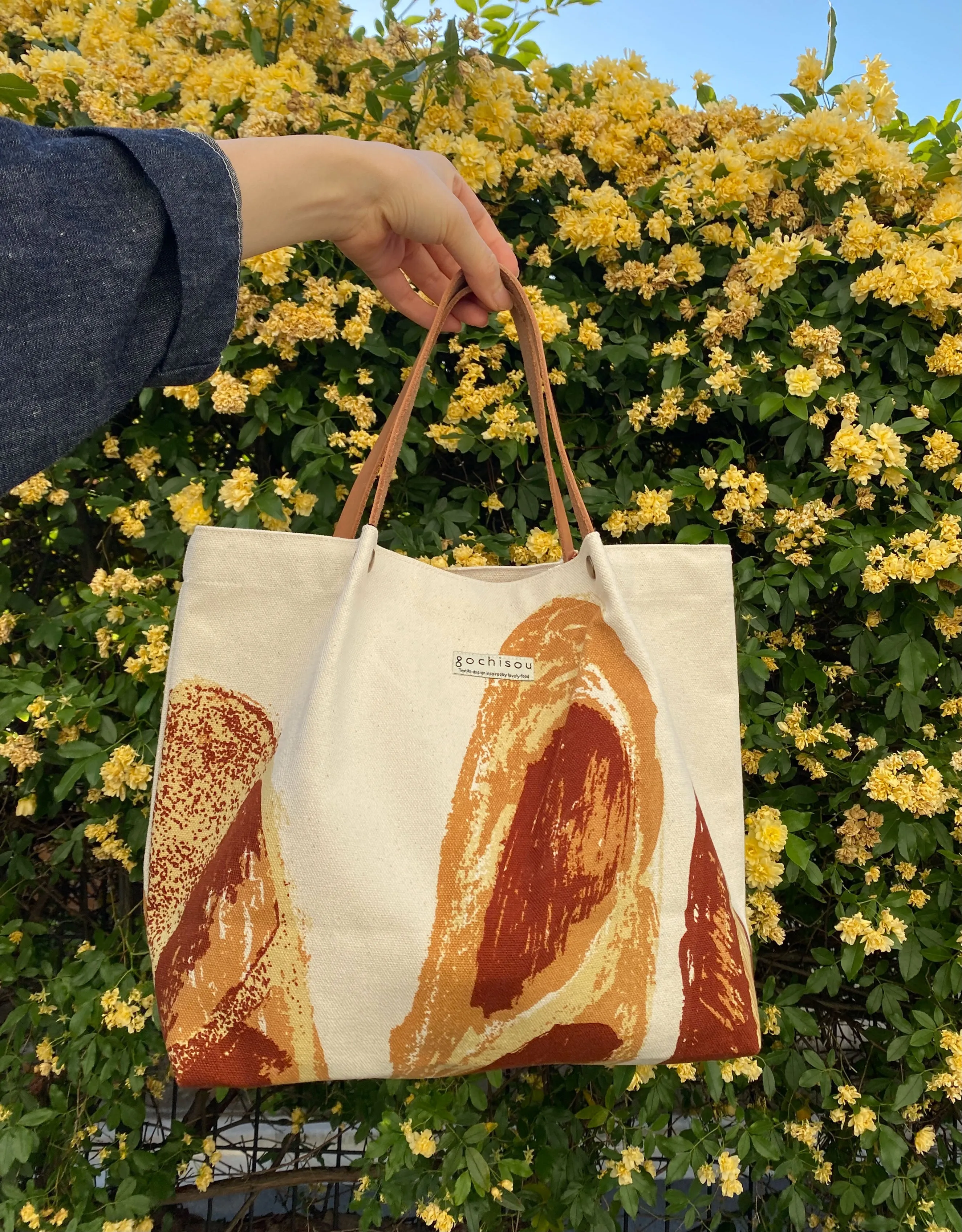 Canvas&leather tote bag