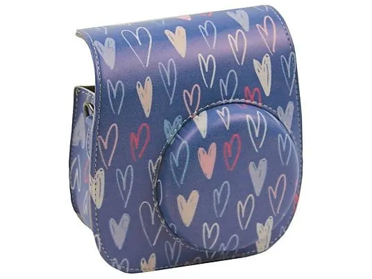 Case for Fujifilm Instax Mini 12 11 Case PU Leather Instant Camera Cover with Adjustable Strap -  Green Hearts