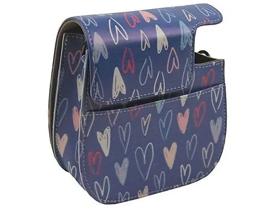 Case for Fujifilm Instax Mini 12 11 Case PU Leather Instant Camera Cover with Adjustable Strap -  Green Hearts