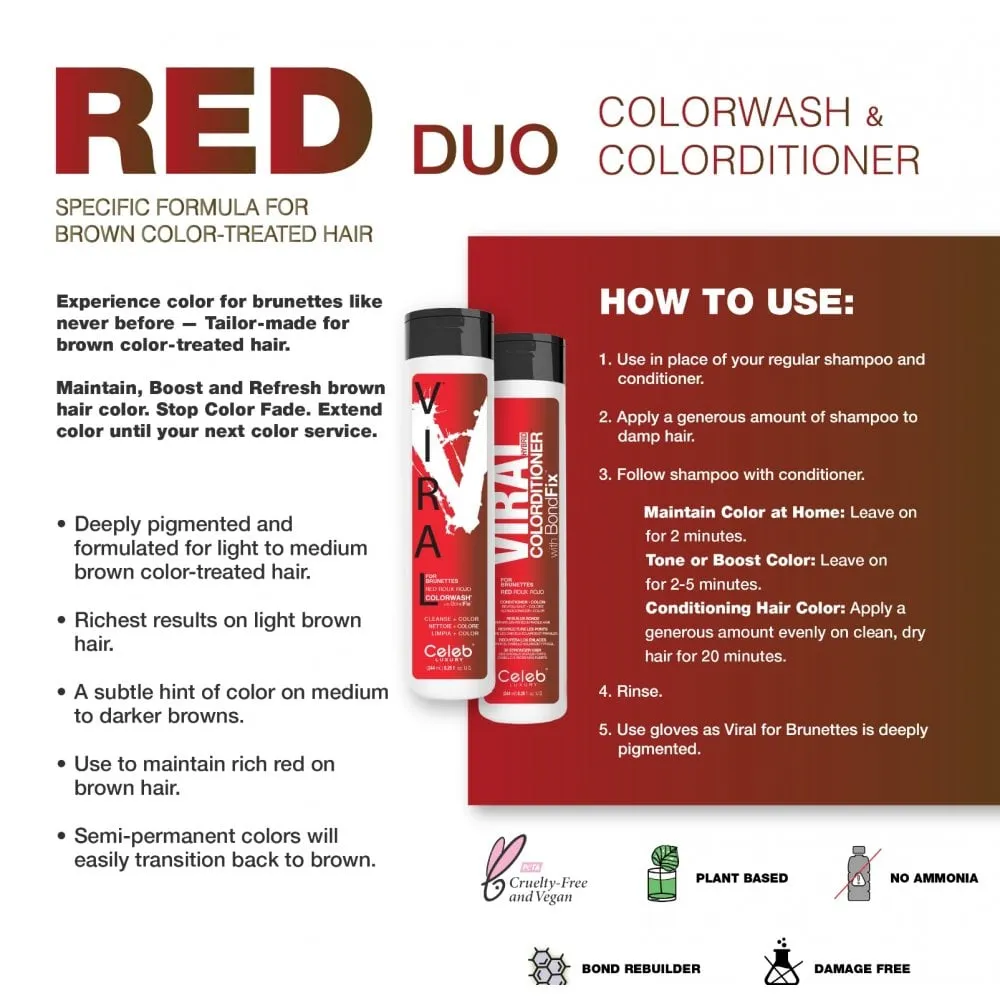 Celeb Luxury Viral Extreme Red Brunette Colour Wash & Colourditioner Twin 2 x 244ml