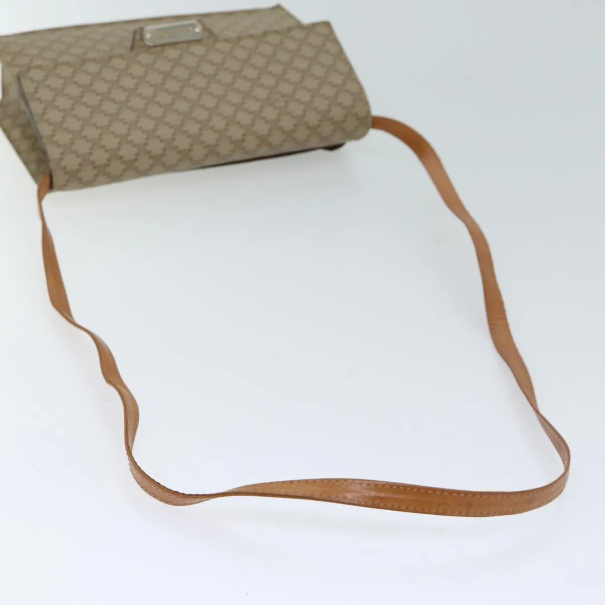 CELINE Macadam Canvas Shoulder Bag Coated Canvas Beige Auth 71054