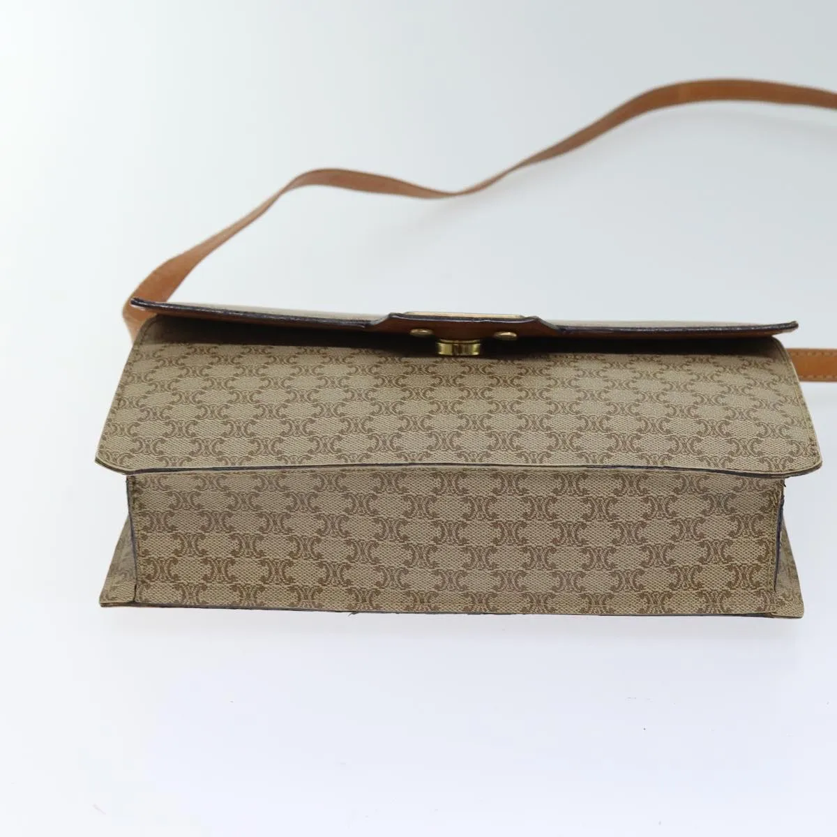 CELINE Macadam Canvas Shoulder Bag Coated Canvas Beige Auth 71054