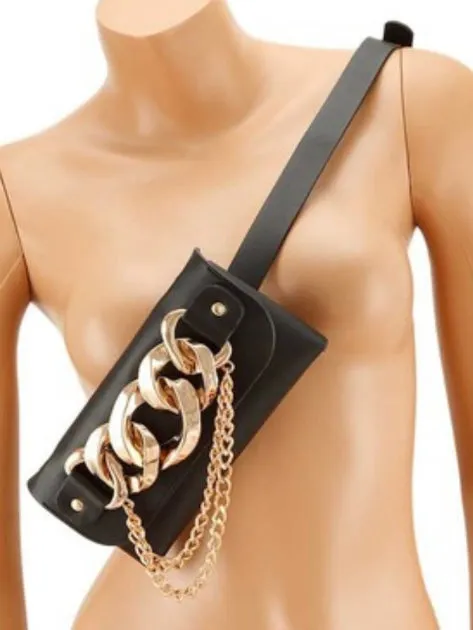 Chain Accent Crossbody Waist Bag