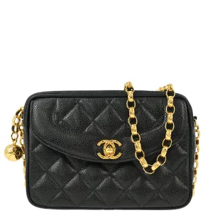 Chanel 1994-1996 Black Caviar Camera Bag Mini
