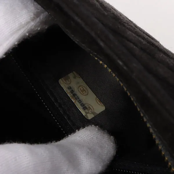 Chanel Around 1992 Made Suede Cc Mark Stitch Ball Charm Shoulder Bag Black