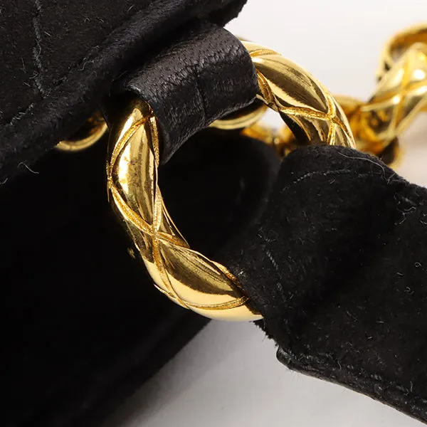 Chanel Around 1992 Made Suede Cc Mark Stitch Ball Charm Shoulder Bag Black