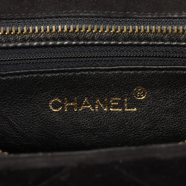 Chanel Around 1992 Made Suede Cc Mark Stitch Ball Charm Shoulder Bag Black