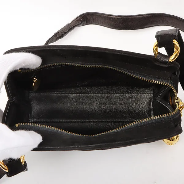 Chanel Around 1992 Made Suede Cc Mark Stitch Ball Charm Shoulder Bag Black