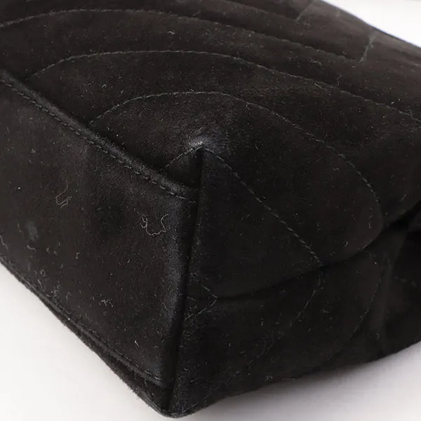 Chanel Around 1992 Made Suede Cc Mark Stitch Ball Charm Shoulder Bag Black