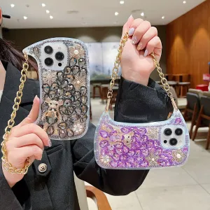 Colorful Diamond Phone Case With Metal Chain Strap - iPhone 13