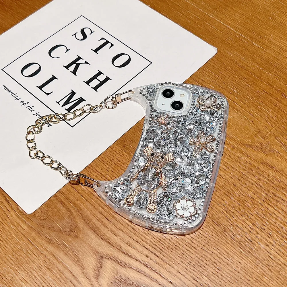 Colorful Diamond Phone Case With Metal Chain Strap - iPhone 13