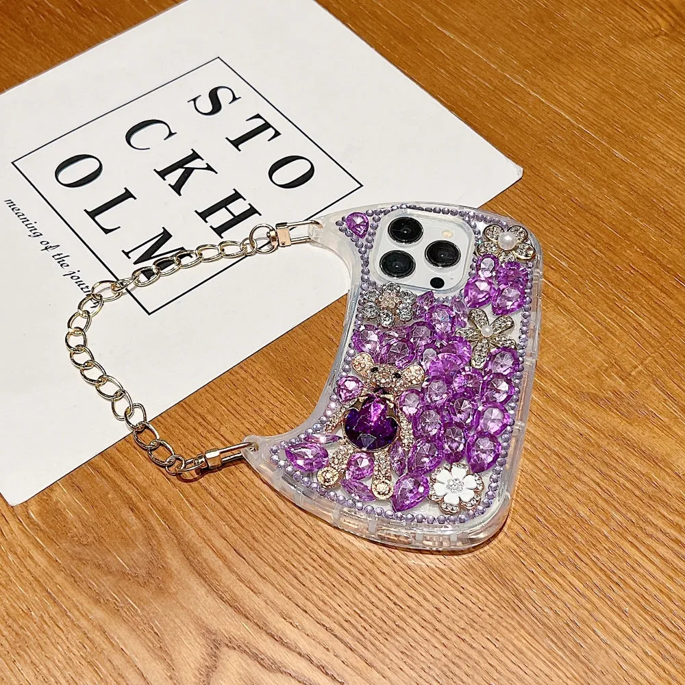 Colorful Diamond Phone Case With Metal Chain Strap - iPhone 13