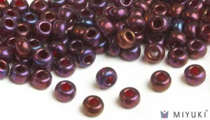 Cranberry Gold Luster 6/0 Glass Beads