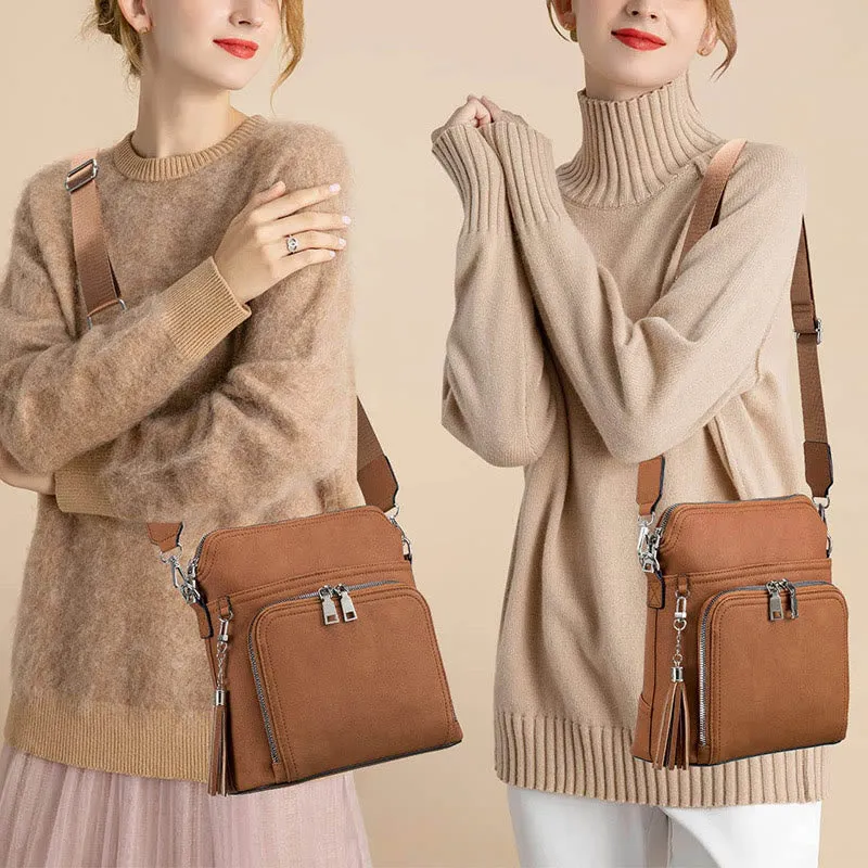Crossbody Bag for Women Multi-Pocket Soft Leather Shoulder Purse with Card Slots