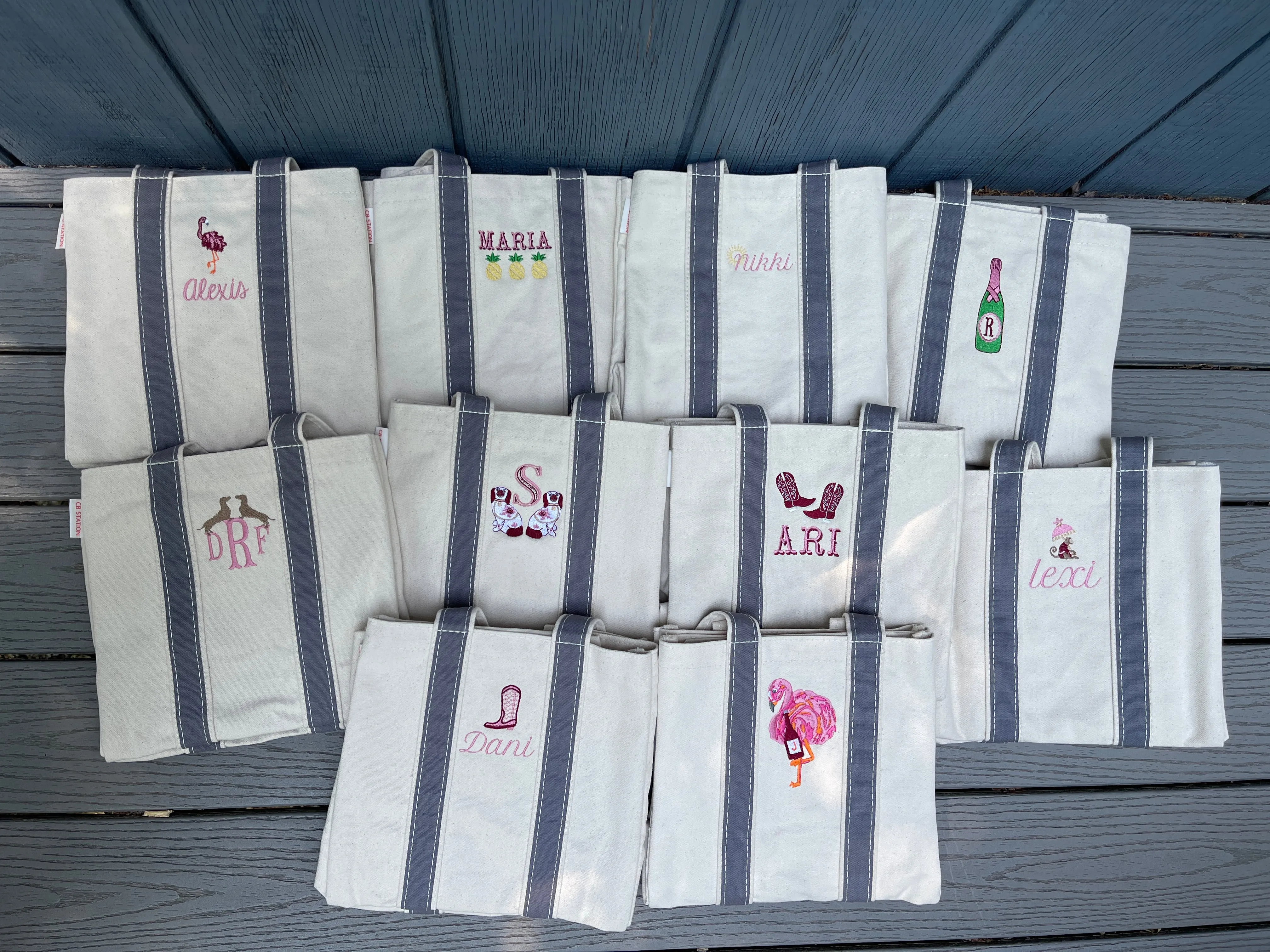 Custom Embroidered, Personalized, Monogrammed 4 Bottle Wine Canvas Tote Bag