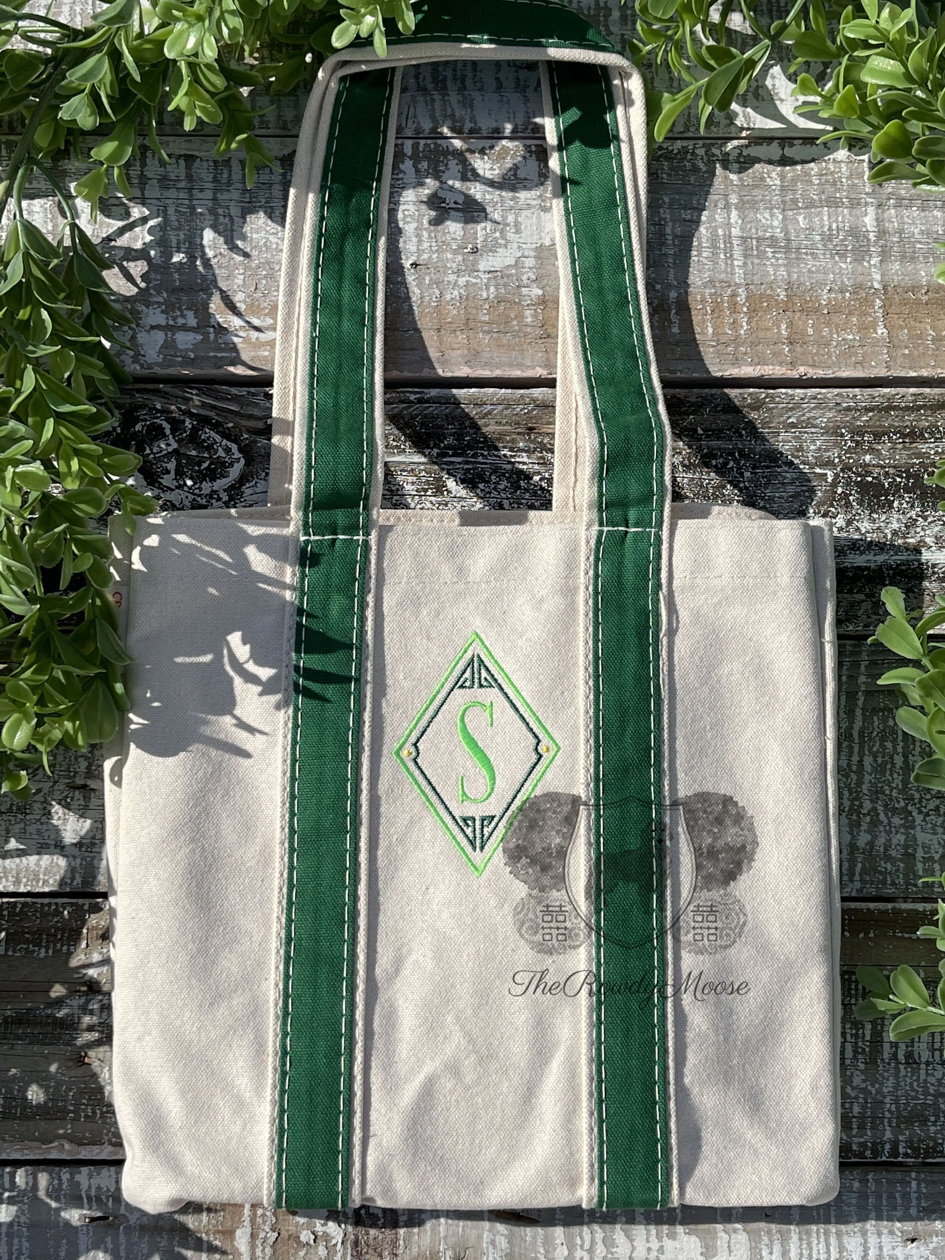 Custom Embroidered, Personalized, Monogrammed 4 Bottle Wine Canvas Tote Bag