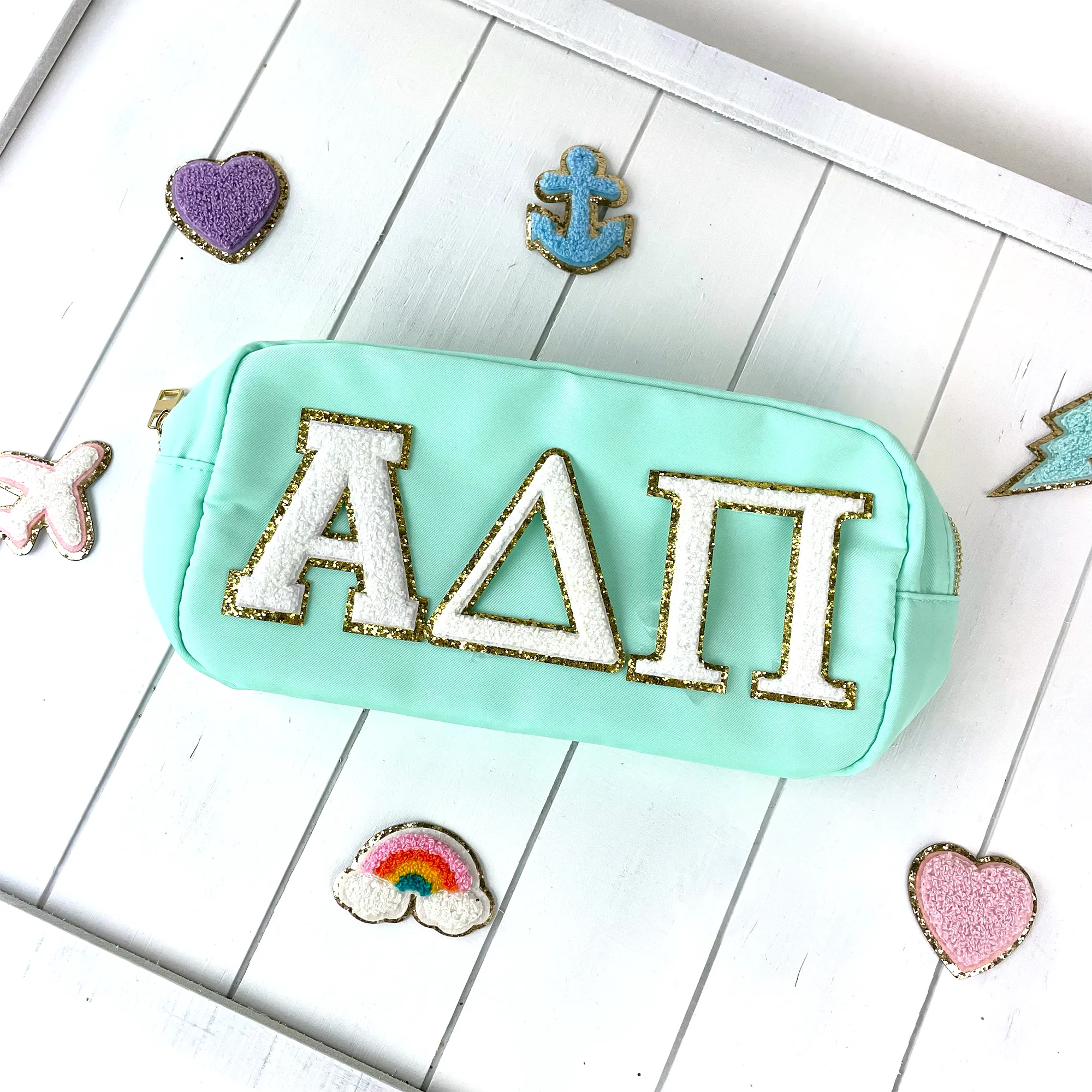 Custom Sorority Letter Bag, Chenille Patches, Travel Bag