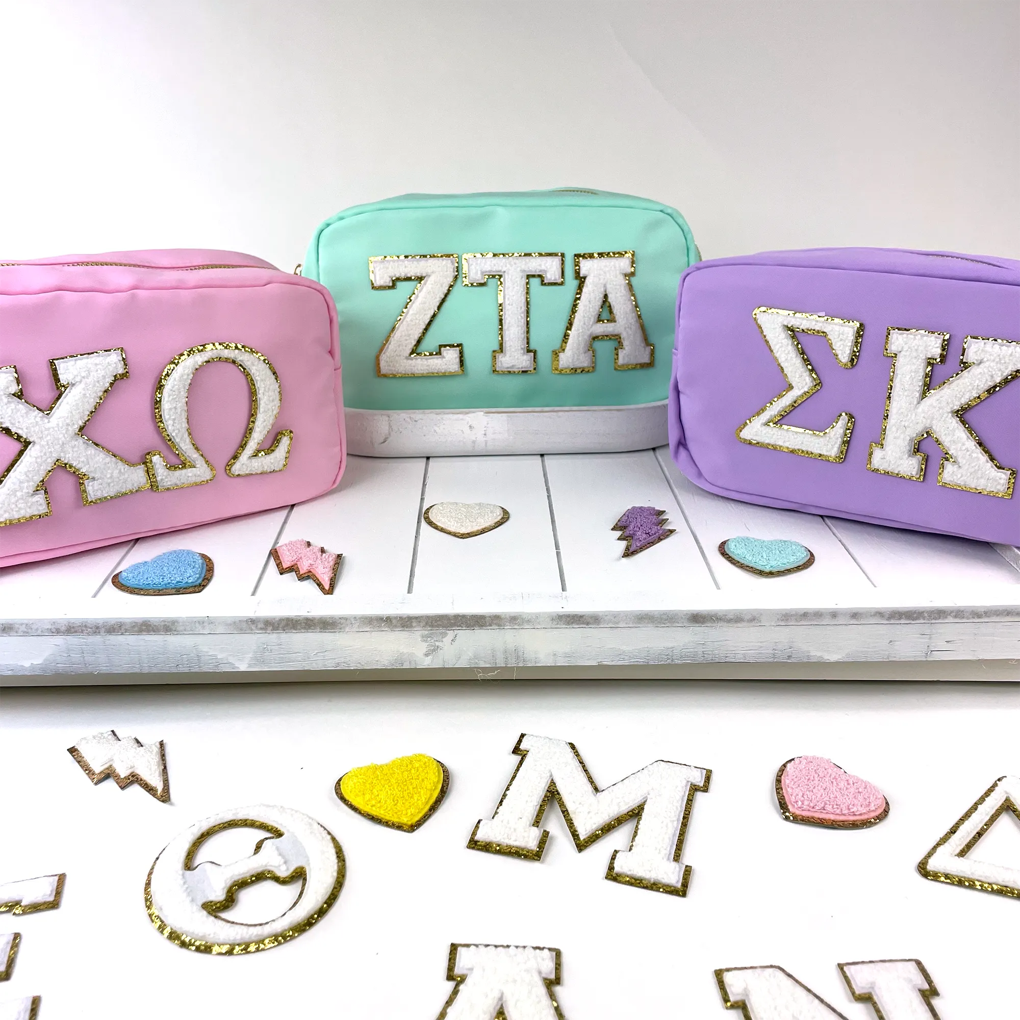 Custom Sorority Letter Bag, Chenille Patches, Travel Bag