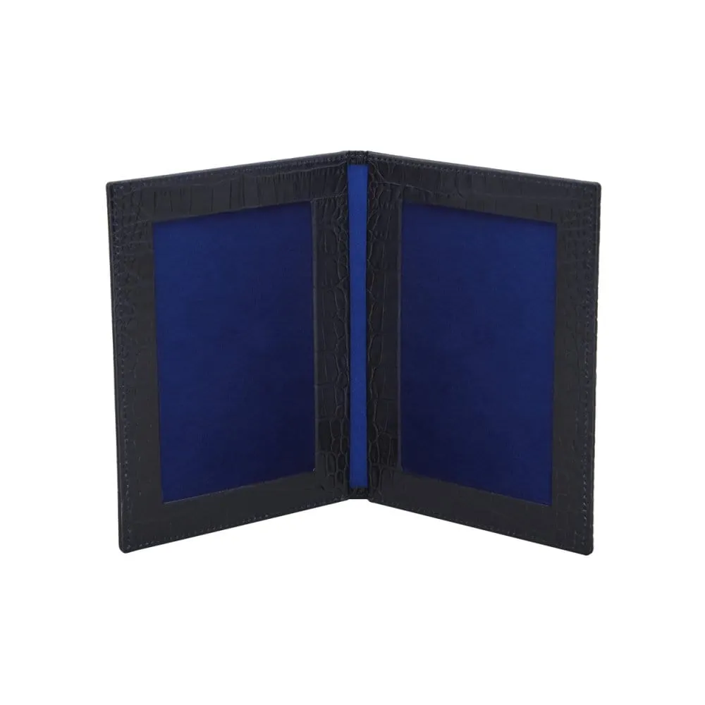 Double Leather Photo Frame 6x4 Inch - Navy Croc