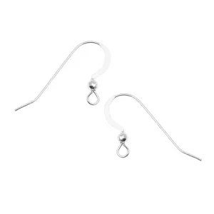 Earring Findings, French Wire Hook with Ball 23mm Long 23 Gauge Silver-Filled (3 Pairs)