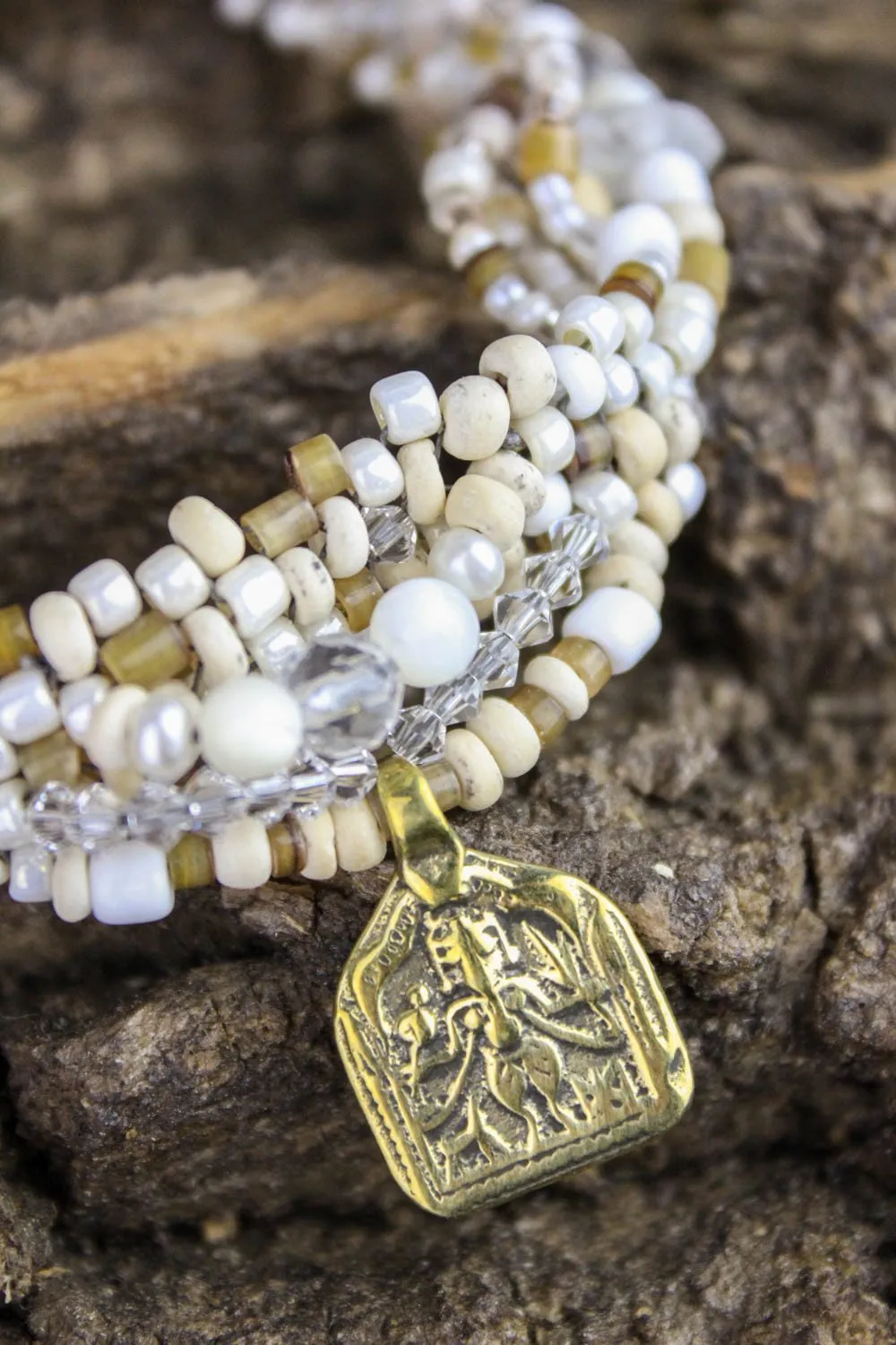 Elegantly Beaded Thai Amulet Bracelet