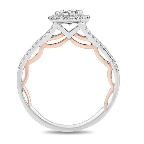 Enchanted Disney Fine Jewelry 14K White And Rose Gold With 1Cttw Diamond Majestic Princess Engagement Ring