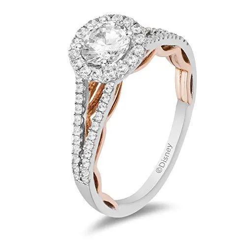 Enchanted Disney Fine Jewelry 14K White And Rose Gold With 1Cttw Diamond Majestic Princess Engagement Ring