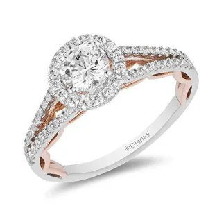 Enchanted Disney Fine Jewelry 14K White And Rose Gold With 1Cttw Diamond Majestic Princess Engagement Ring
