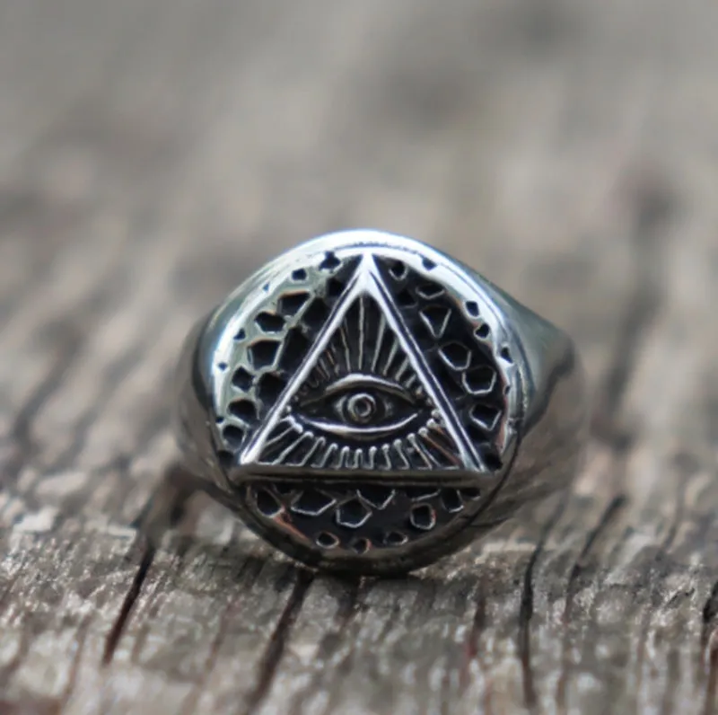 Eye Of Providence Ring - Ancient Silver Color