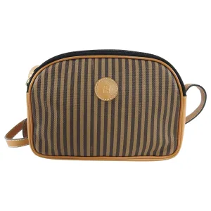 Fendi Vintage 1990's Tan Stripe Coated Canvas Crossbody Bag