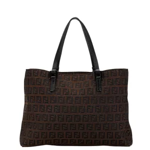 Fendi Zucca Canvas Leather Tote Bag 8BH018