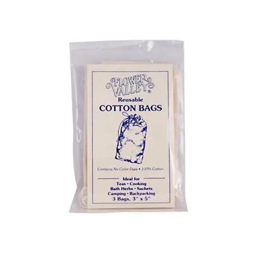 Flower Valley Reusable Cotton Bags 3 Bags (12 Pack)
