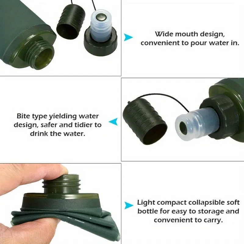 Foldable Water Bottle: Collapsible for Running, Camping, Hiking - TJR6B7N