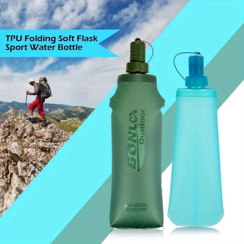 Foldable Water Bottle: Collapsible for Running, Camping, Hiking - TJR6B7N