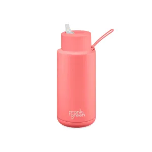 Frank Green Ceramic Reusable Bottle With Straw Lid 1000ml/34oz - Sweet Peach (Limited Edition)