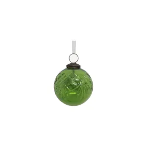 French Country Cut Glass Bauble Green 8cm
