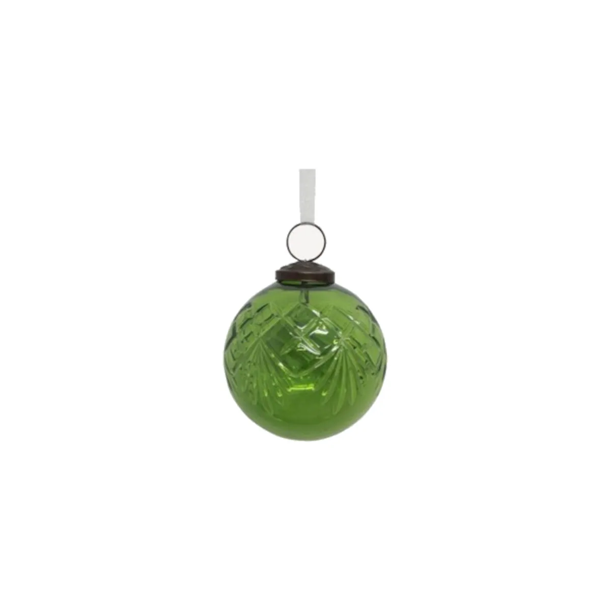 French Country Cut Glass Bauble Green 8cm