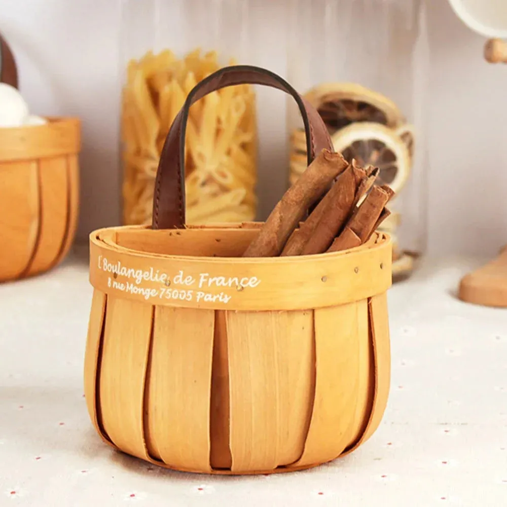 French Market Handcrafted Wooden Basket