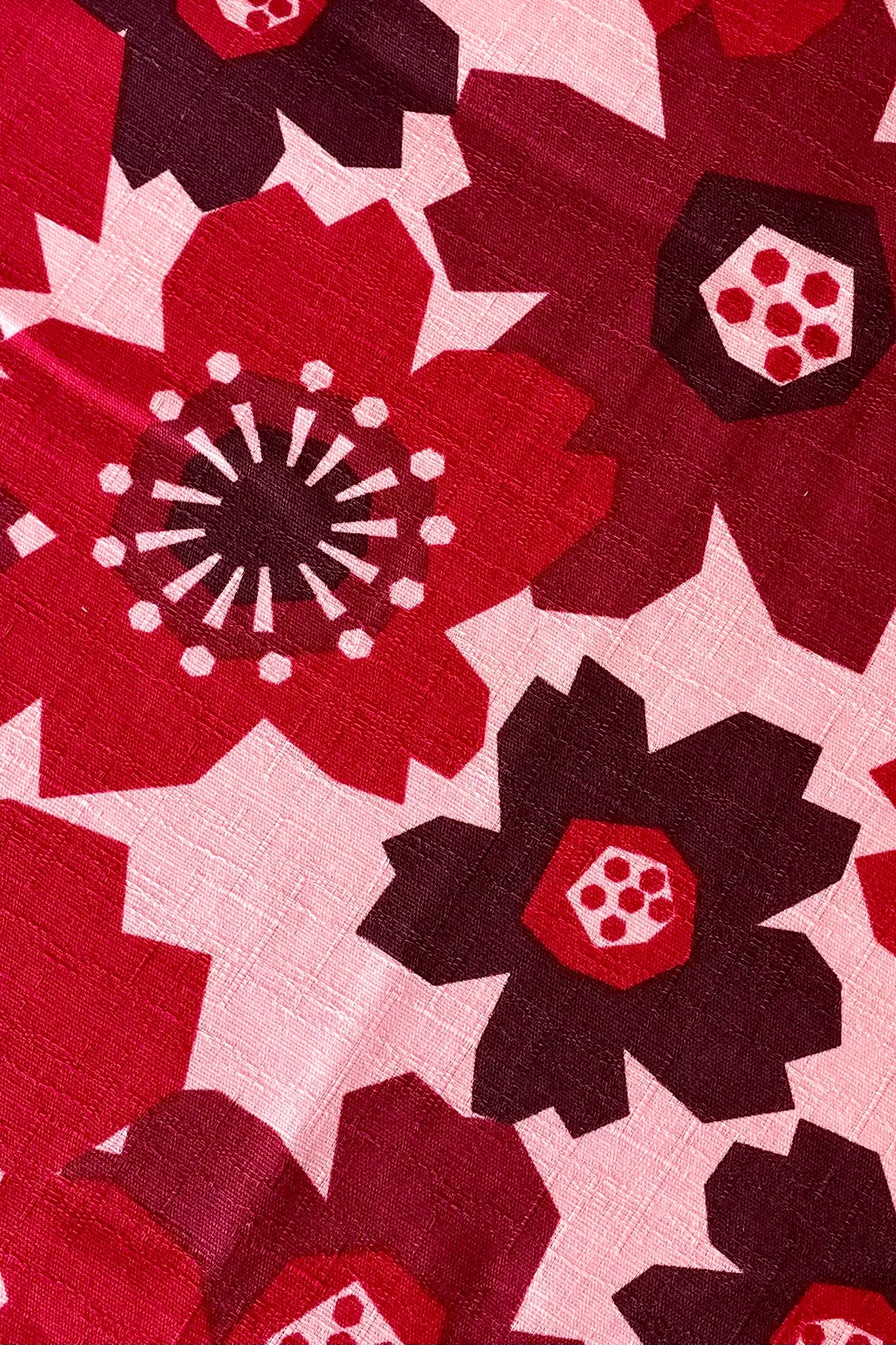 Furoshiki Pattern Flowers Red 42" Square