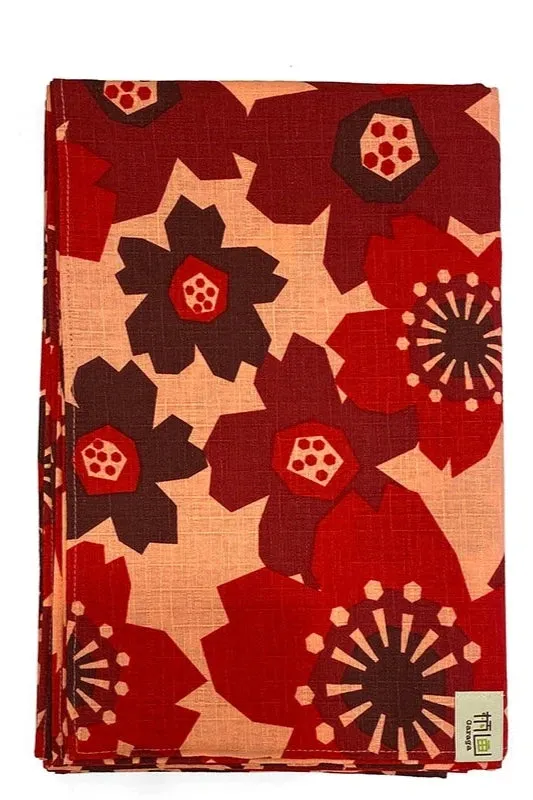 Furoshiki Pattern Flowers Red 42" Square