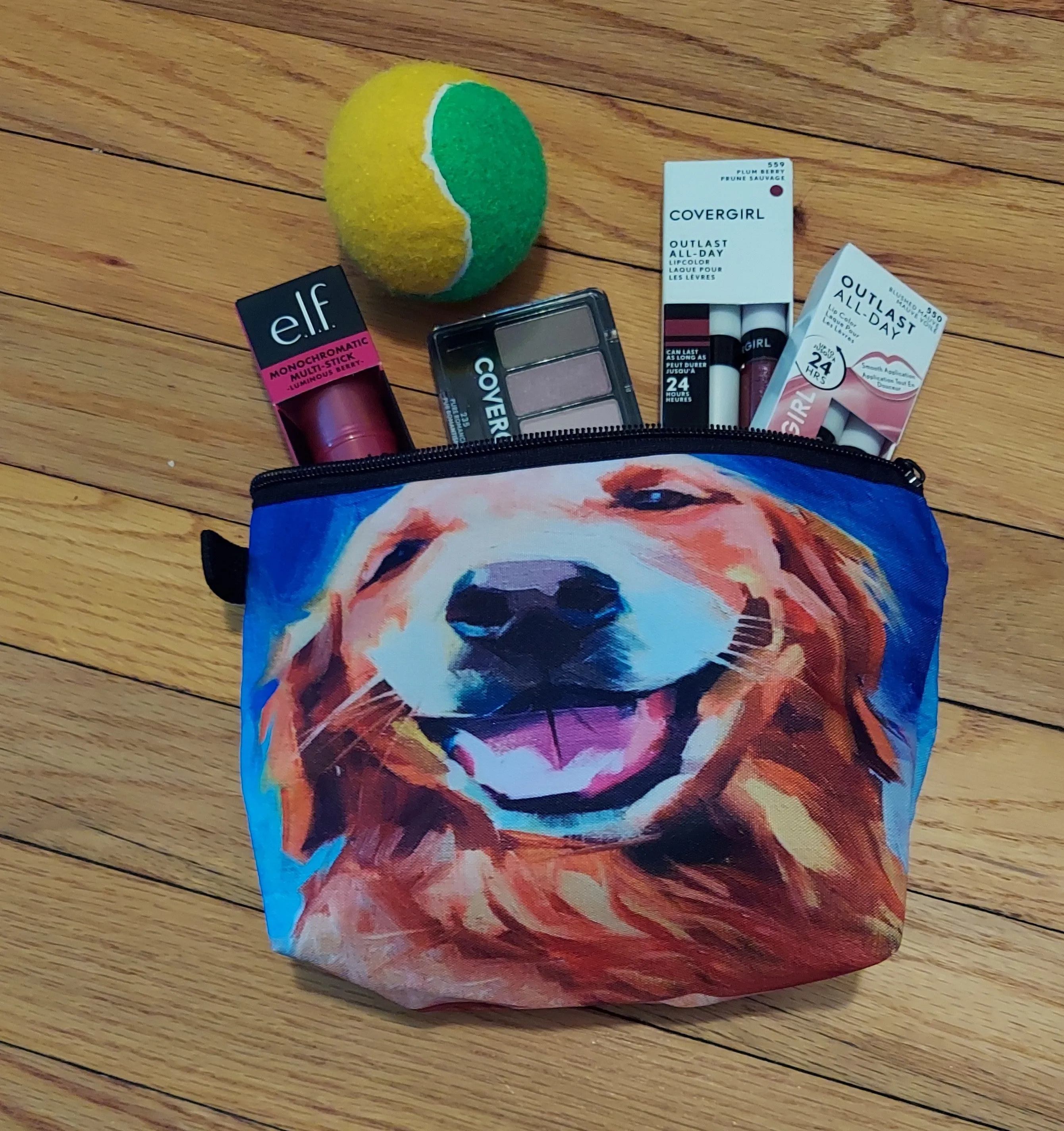 Golden Retriever Dog Makeup Grooming Bag Clutch Purse