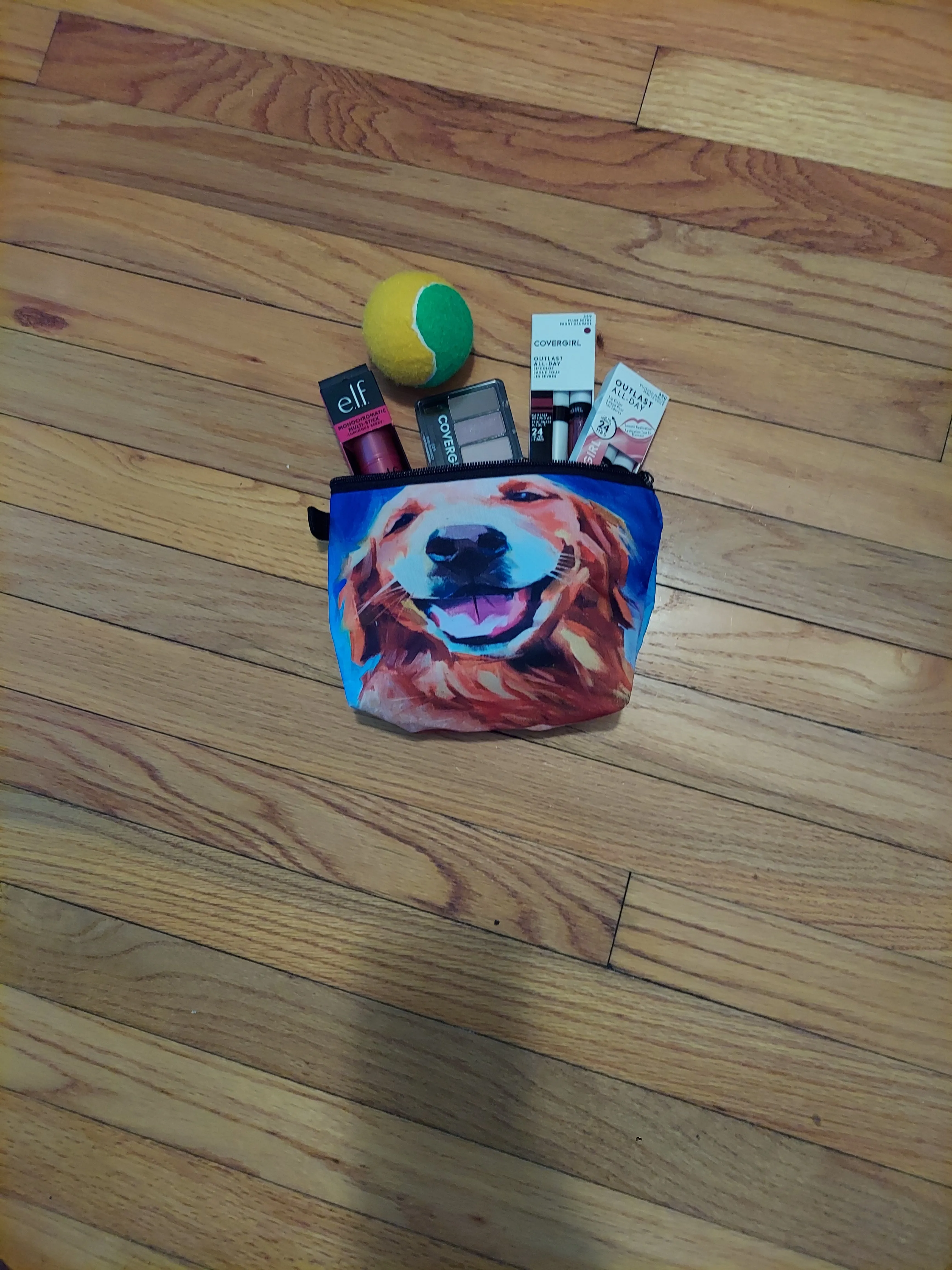 Golden Retriever Dog Makeup Grooming Bag Clutch Purse