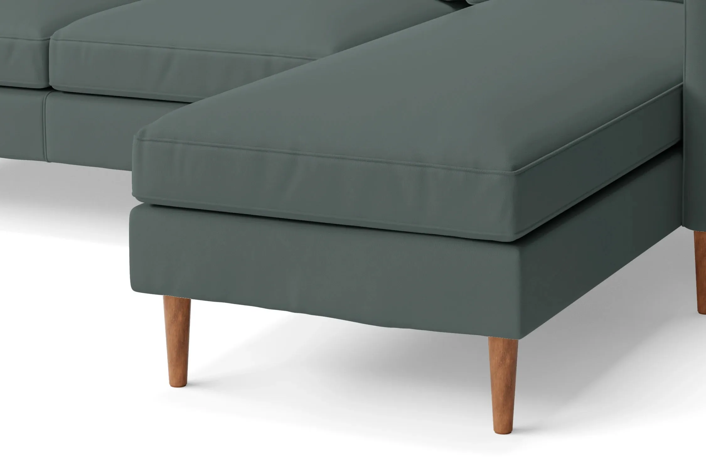 Greco 3 Seater Right Hand Facing Chaise Lounge Corner Sofa Dusky Turquoise Leather