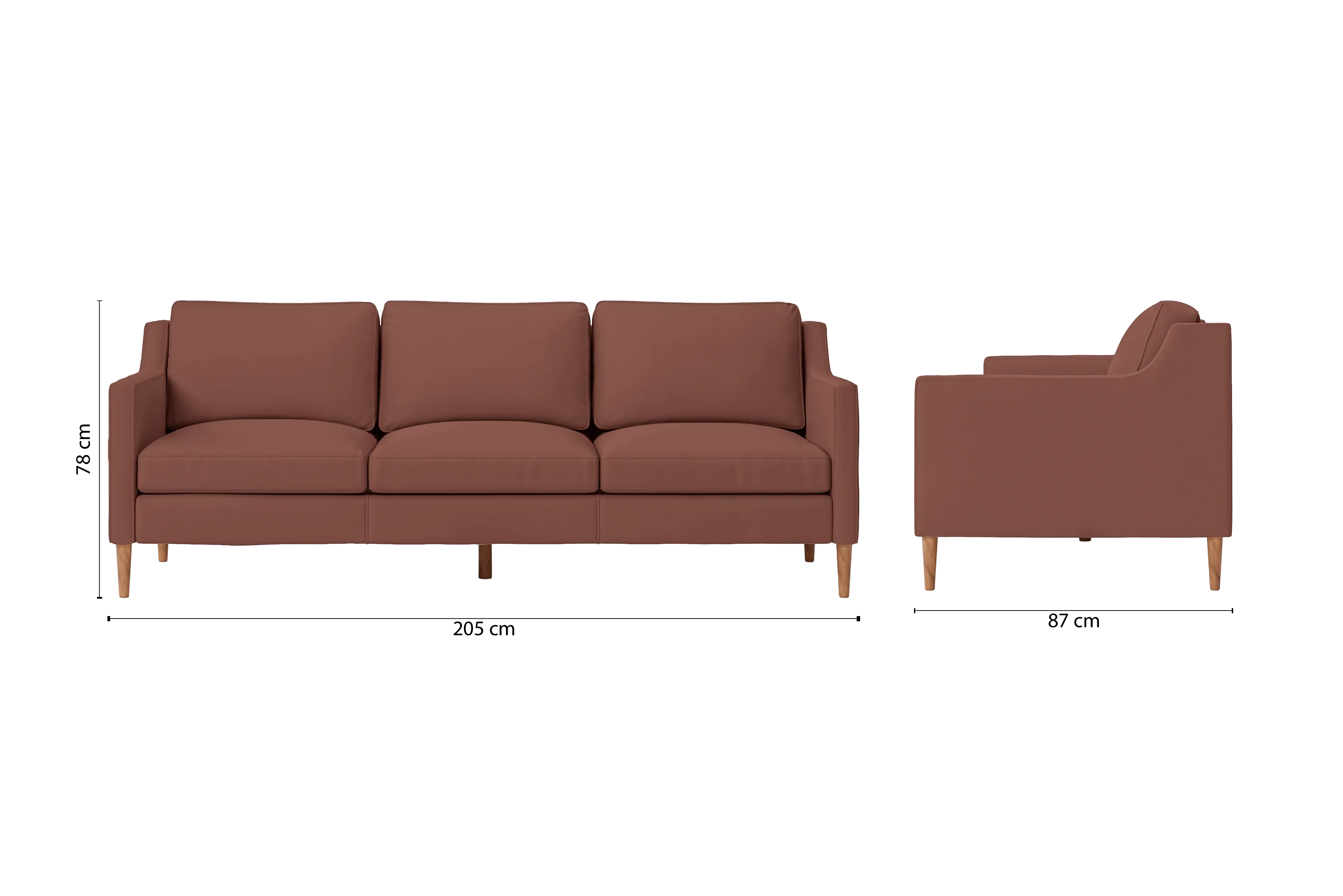 Greco 3 Seater Sofa Mauve Leather