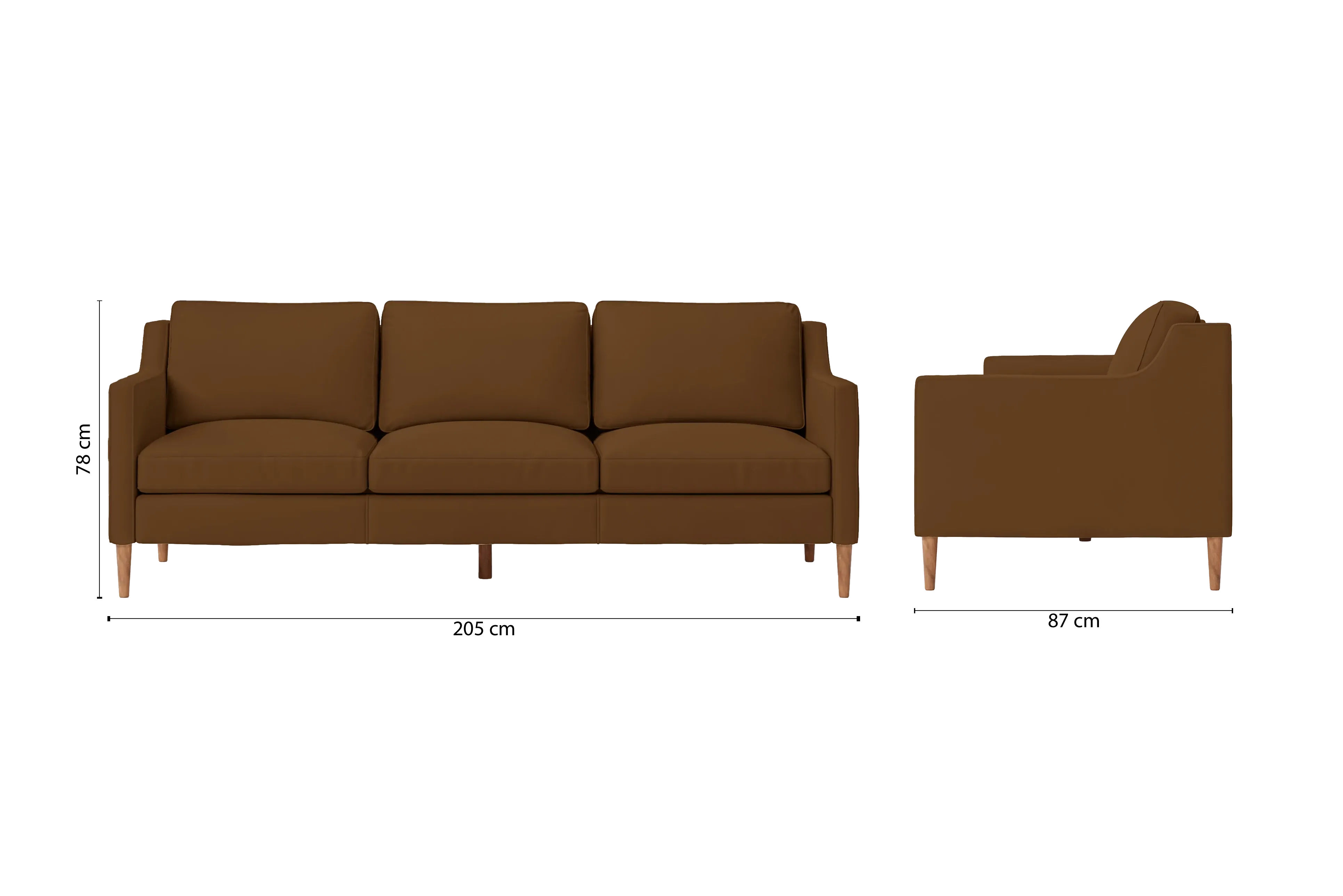 Greco 3 Seater Sofa Walnut Brown Leather