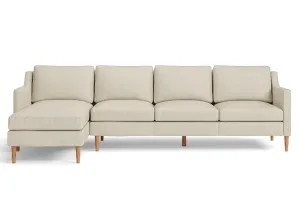 Greco 4 Seater Left Hand Facing Chaise Lounge Corner Sofa Cream Leather